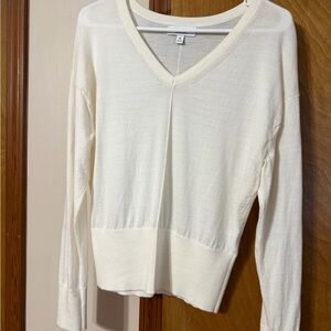 Banana Republic Off-White Merino Wool V-Neck